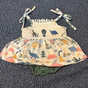 Dinosaur Print Baby Bodysuit Dress